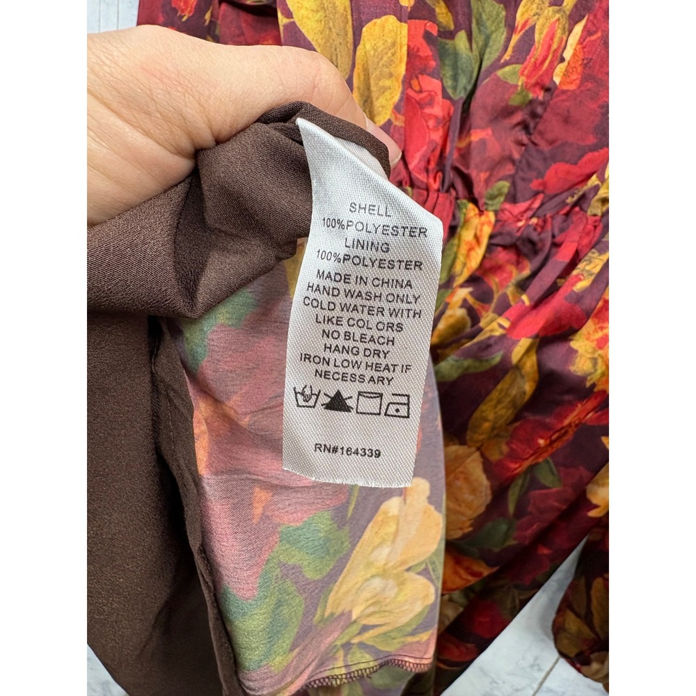 Petal and Pup Zimmer Floral Satin Maxi Dress Sangria Bloom‎ Boho Romantic Chic S - Picture 8 of 8